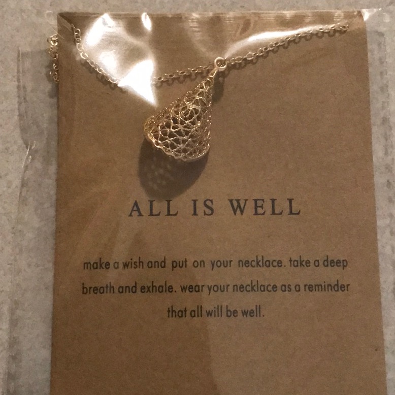 All Is Well Charm Necklace, Gold Tone